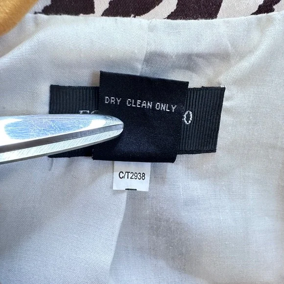 Vintage FOCUS 2000 Womens Blazer Brown White Zebra Print Size Petite 12P - Picture 5 of 8